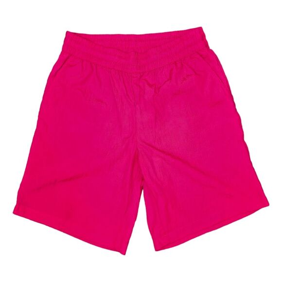Future Collective Women's Bright Neon Pink High Rise Nylon Shorts XS - Picture 1 of 12